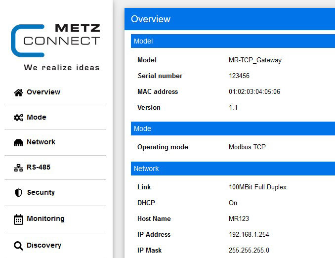 La connexion réseau des composants du bus de terrain Modbus RTU simplifiée